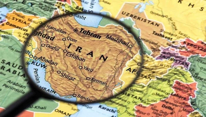 Geographic map of Iran showing major regions